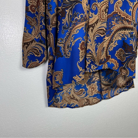 Sami & Jo cobalt blue paisley print blouse size 2X - Picture 2 of 4